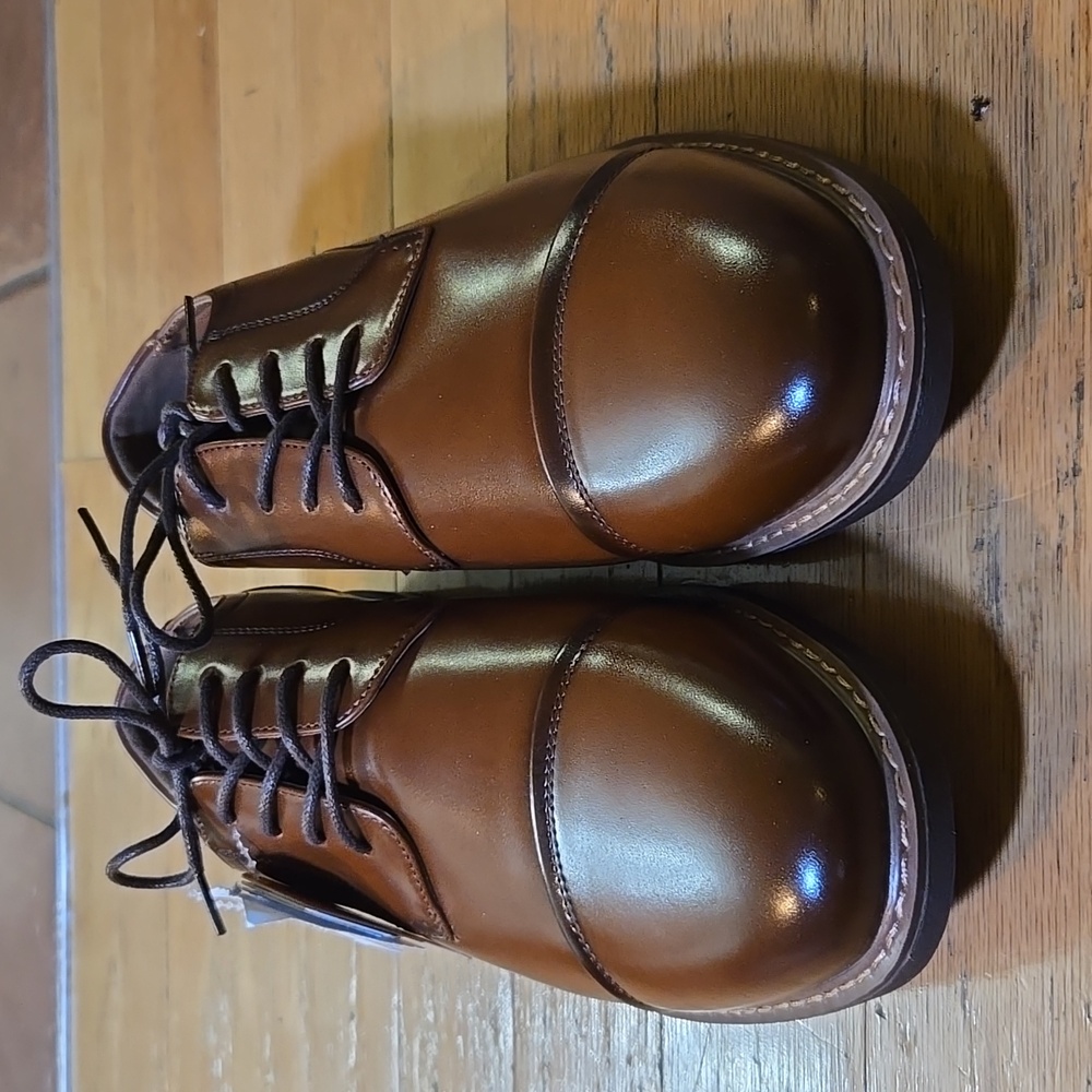 Nunn Bush Men's Centro Fles Plain Toe Oxford Cognac Leather Synthetic Size 9.5W - Picture 3 of 10
